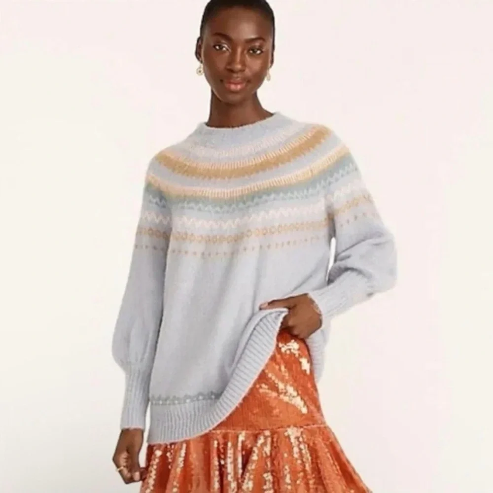 J CREW FAIR ISLE WOOL BLEND SWEATER